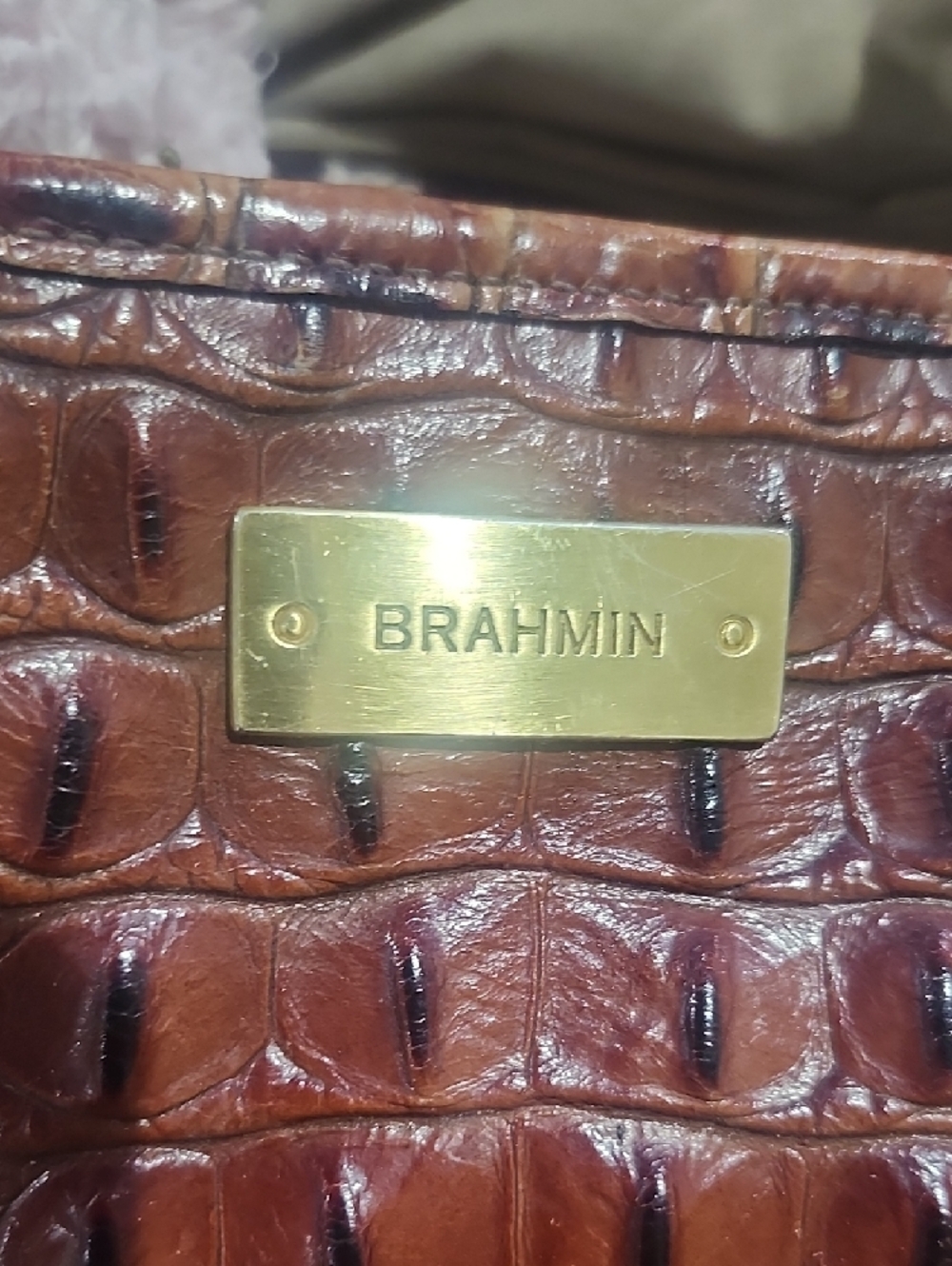 Brahmin Cognac Croc-Embossed Leather Tote with Matching Wallet - Picture 6 of 11